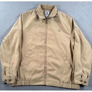 Peter Millar Jacket Mens Large Beige Windbreaker Full Zip Lined Bomber Golf